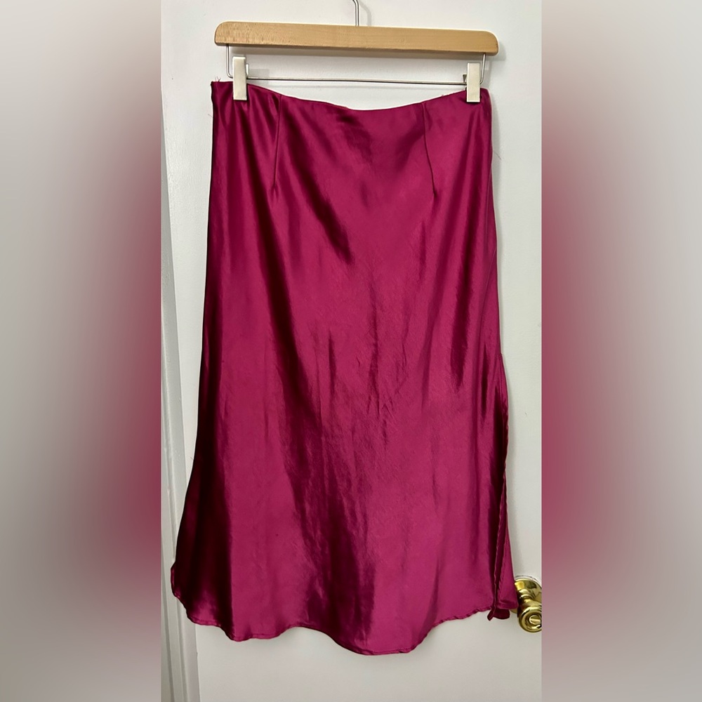 Elegant Pink Satin Skirt